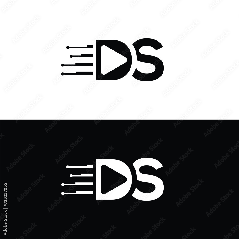 Monogram letter DS logo design vector. Play icon ds logo Stock Vector ...