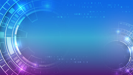 Wall Mural - Internet communications, big data, digital technologies. High tech banner. Technological geometric background consisting of circles on a blue background.