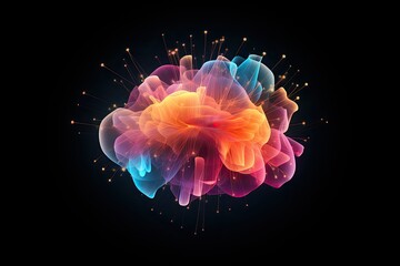 computer brain with multicolored wires
