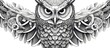 black and white engrave isolated owl