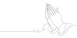 Continuous line art or One Line Drawing of prayer hands Vector illustrations