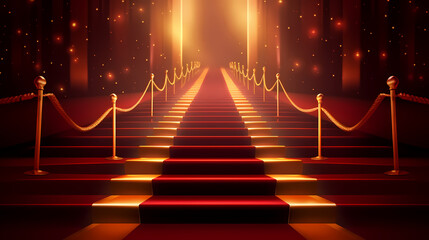 Red carpet staircase background, VIP entrance, night awards ceremony