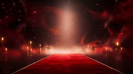 Red carpet staircase background, VIP entrance, night awards ceremony