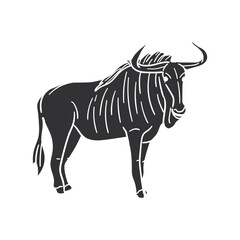 Poster - Wildebeest Icon Silhouette Illustration. African Animals Vector Graphic Pictogram Symbol Clip Art. Doodle Sketch Black Sign.