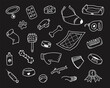 © Mariia Eliseeva - Doodle pet accessories. Food, toys, hand drawn elements for dog, pet, puppy. Vector icons for vet shops, clinic, grooming salon or pet caring