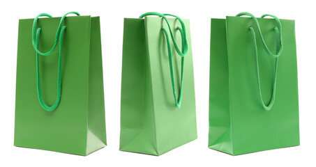 Poster - Green shopping bag isolated on white, different sides