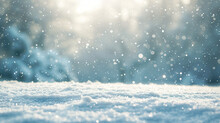 A Serene Snowscape With Gently Falling Snowflakes And A Blanket Of White Covering The Landscape.