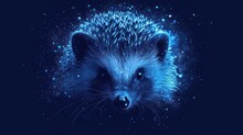  A Close Up Of A Porcupine's Face On A Dark Blue Background With Stars In The Middle Of The Image And A Blue Glow Of The Porcupine's Eyes.