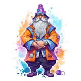 Fototapeta  - Beautiful Wizard Watercolor Clipart, Perfect Design for Your Project and Creations, Ai Generative