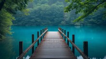 Wooden Dock In The Middle Of A Lake