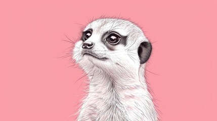  a drawing of a meerkat on a pink background with a black and white outline of a meerkat on a pink background with the meerkat is the meerkat is the meerkat is the meerkat.