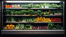Refrigerated Shelves Full Of Vegetables In The Supermarket Food Concept Ai Generated Image