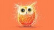  a drawing of an orange and yellow owl on an orange background with a black outline of the owl's head and the bottom part of the owl's body.