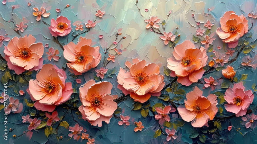 Generative AI, Oil painting of spring flowers on canvas. Beautiful ...