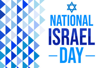 Wall Mural - National Israel Day wallpaper with blue color shapes and typography. Patriotic national day in Israel, background design