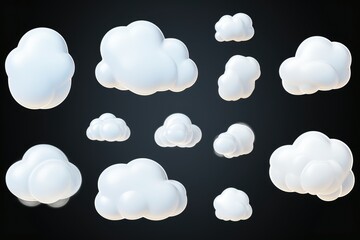 Wall Mural - white clouds floating against a dark black background. versatile image suitable for various projects