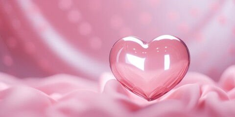 Sticker - A heart shaped glass object on a pink background. Perfect for Valentine's Day or romantic-themed designs