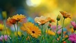 © Олег Фадеев - Colorful daisy flowers blooming in the garden with bokeh background