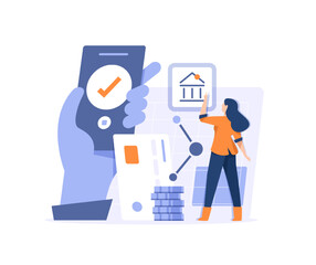 Wall Mural - payment,characters paying online,financial savings and money exchange concept