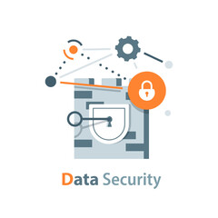 Wall Mural - data security,online server protection system concept,flat design icon vector illustration