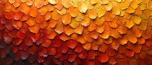  A Close Up Of A Painting Of Orange, Yellow, Red, And Yellow Leaves On A Black Background With A White Border Around The Edges Of The Painting And Bottom Half Of The Image.