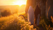 Bible, Easter, A peaceful and hopeful image of Mary Magdalene and other women approaching the empty tomb of Jesus at sunrise.