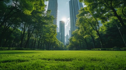 Wall Mural - Photography concept of green spaces and green economy in a large metropolis