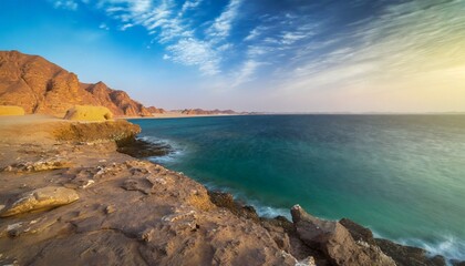 Wall Mural - red sea rocky coastline in saudi arabia