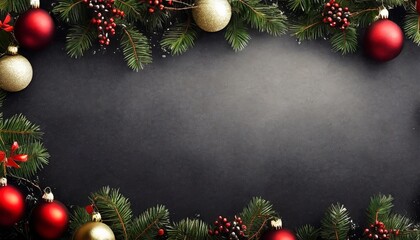 Wall Mural - black christmas border with copy space for text