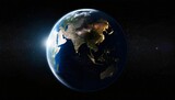 Fototapeta  - sphere of earth planet at night isolated on dark black background surface of earth globe city lights on planet life of people solar system element elements of this image furnished by nasa