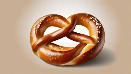 perfectly twisted and salted bavarian style soft pretzel baked to a golden brown crust isolated on a background 