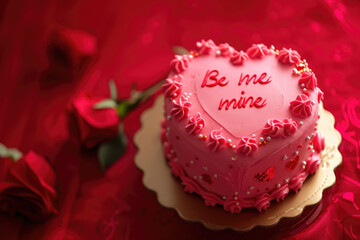 Canvas Print - heart-shaped cake with the words 