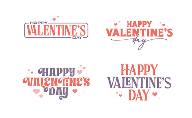 Wall Mural - Happy Valentine's Day banner bundle.