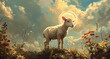 Illustration: Lamb with Halo, a Concept of Easter Reverence