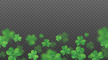 St. Patrick's Day Background. Flying Green Shamrocks On Transparent Background.