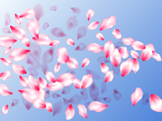 Wall Mural - Japanese cherry blossom pink flying petals