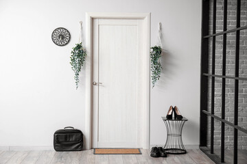 Poster - Interior of hall with door, mat and table