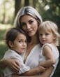 © bellart - Tender Moments: Pure Love and Joy in the Embrace of a Happy Mom and Her Kids