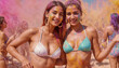 © Rushikesh - two girls in bikini colored with dry holi colours