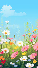 Wall Mural - flowers and sky