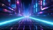 © Ziyan - A cyberspace with neon lights and grids, cyberpunk sci-fi background