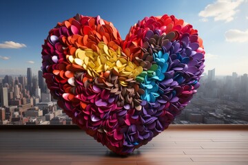 Wall Mural - abstract heart in rainbow colors, lgbt concept. background with selective focus
