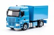 © Jafree - Blue toy truck isolated on a white background. Side view. Childrens car. Concept of kids toys, playful designs, transport-themed playthings, and bright colors.