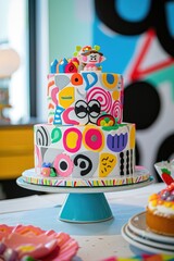 Two tier bright and colorful kid’s cake