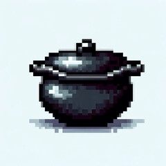Wall Mural - Pixel art illustration of a cooking pot, vector design on light background - Medieval game asset 