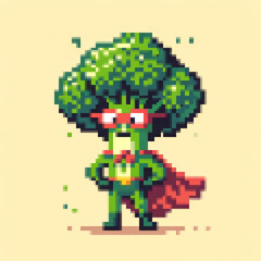 Wall Mural - Pixel art illustration of a Super Broccoli - Super Vegetables series