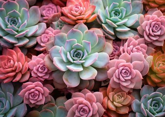 Sticker - Succulent plants are shown in a close up. Generative AI.