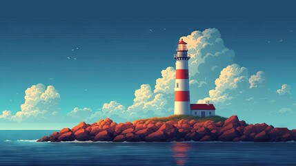 Wall Mural - Lighthouses, cartoon style 