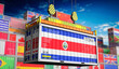 Freight shipping container with national flag of Costa Rica - 3D illustration