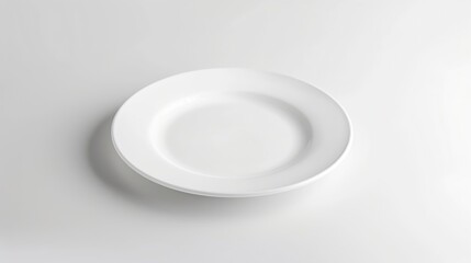 Poster - White plate placed on a white background : Generative AI